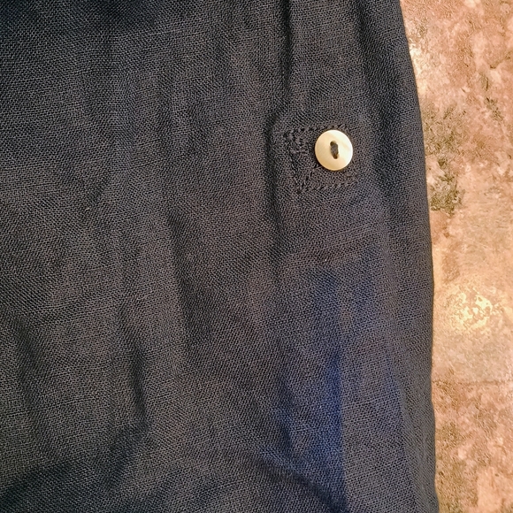 Women's Sigrid Olsen 100% Linen Navy Blue Long Sleeve Shirt Size Small - Picture 7 of 11